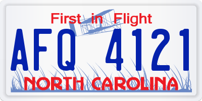 NC license plate AFQ4121