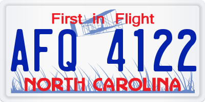 NC license plate AFQ4122