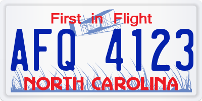 NC license plate AFQ4123