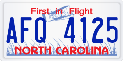 NC license plate AFQ4125