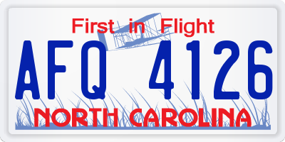 NC license plate AFQ4126