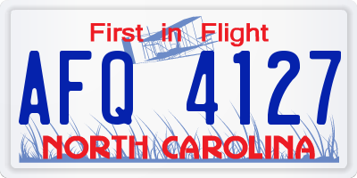 NC license plate AFQ4127