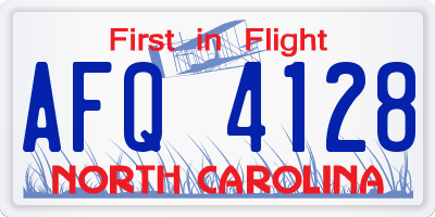 NC license plate AFQ4128