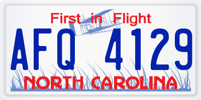 NC license plate AFQ4129