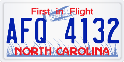 NC license plate AFQ4132