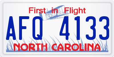 NC license plate AFQ4133