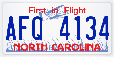 NC license plate AFQ4134