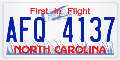NC license plate AFQ4137