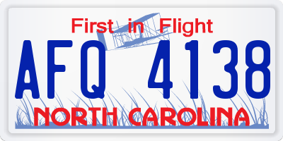 NC license plate AFQ4138