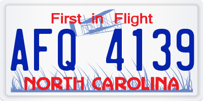 NC license plate AFQ4139