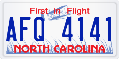 NC license plate AFQ4141