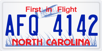 NC license plate AFQ4142