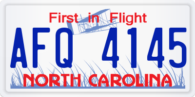 NC license plate AFQ4145