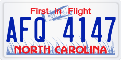 NC license plate AFQ4147