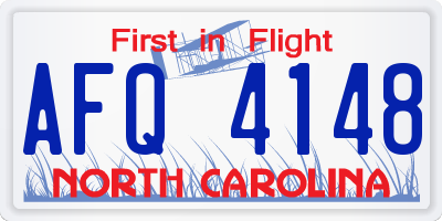 NC license plate AFQ4148