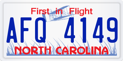 NC license plate AFQ4149