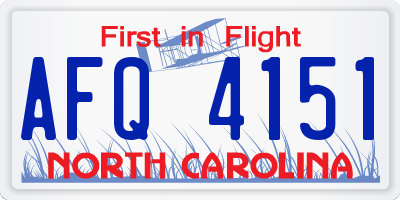 NC license plate AFQ4151
