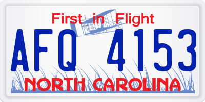 NC license plate AFQ4153