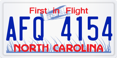 NC license plate AFQ4154