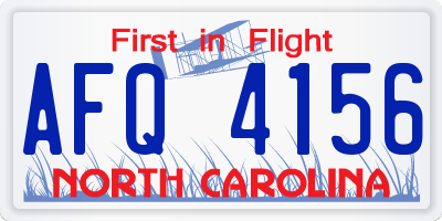 NC license plate AFQ4156