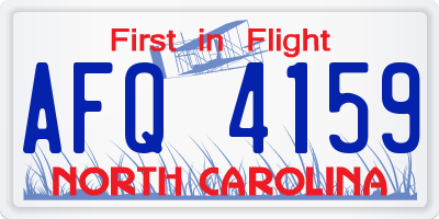 NC license plate AFQ4159