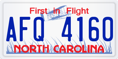 NC license plate AFQ4160