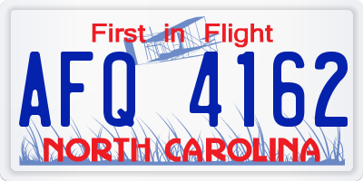 NC license plate AFQ4162