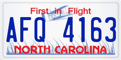 NC license plate AFQ4163