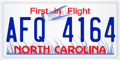 NC license plate AFQ4164