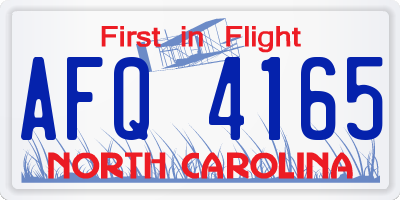 NC license plate AFQ4165