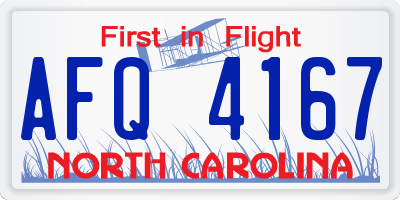 NC license plate AFQ4167