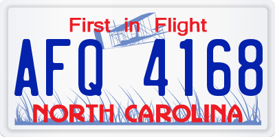 NC license plate AFQ4168