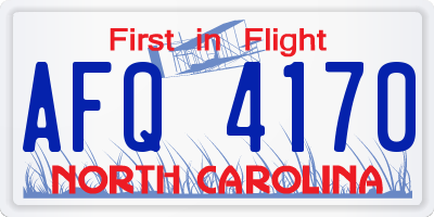 NC license plate AFQ4170