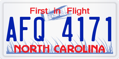 NC license plate AFQ4171