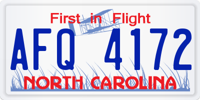 NC license plate AFQ4172