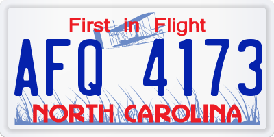 NC license plate AFQ4173