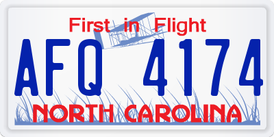 NC license plate AFQ4174