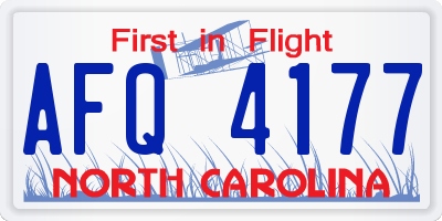 NC license plate AFQ4177
