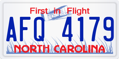 NC license plate AFQ4179