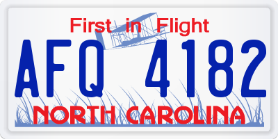 NC license plate AFQ4182