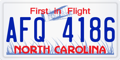 NC license plate AFQ4186