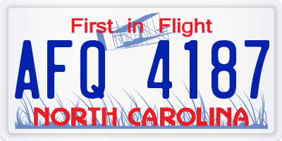 NC license plate AFQ4187