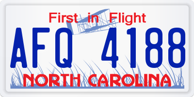 NC license plate AFQ4188