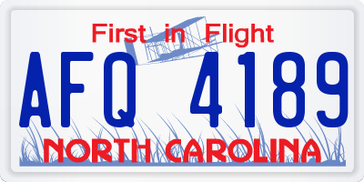 NC license plate AFQ4189