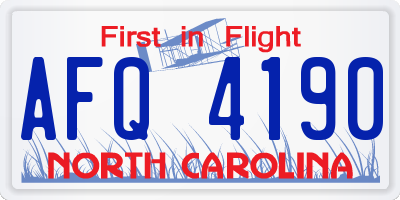 NC license plate AFQ4190