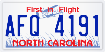 NC license plate AFQ4191