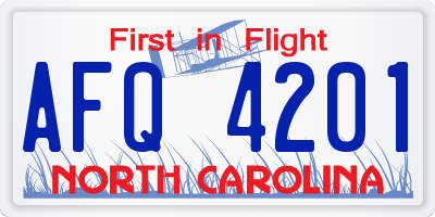 NC license plate AFQ4201