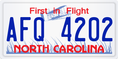 NC license plate AFQ4202
