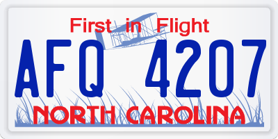 NC license plate AFQ4207
