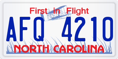 NC license plate AFQ4210